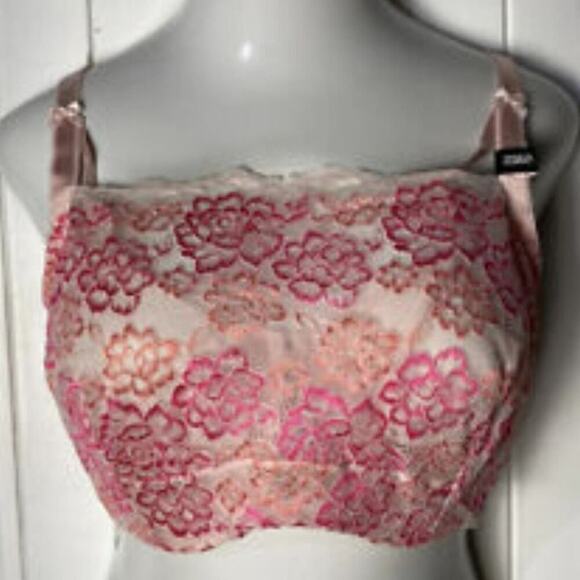 Torrid Bandeau multi way Unlined Balconette Lace Bra in light pink orange 42C - Picture 6 of 12